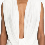 Abito maxi con scollo profondo in bianco Christopher esber - donna 