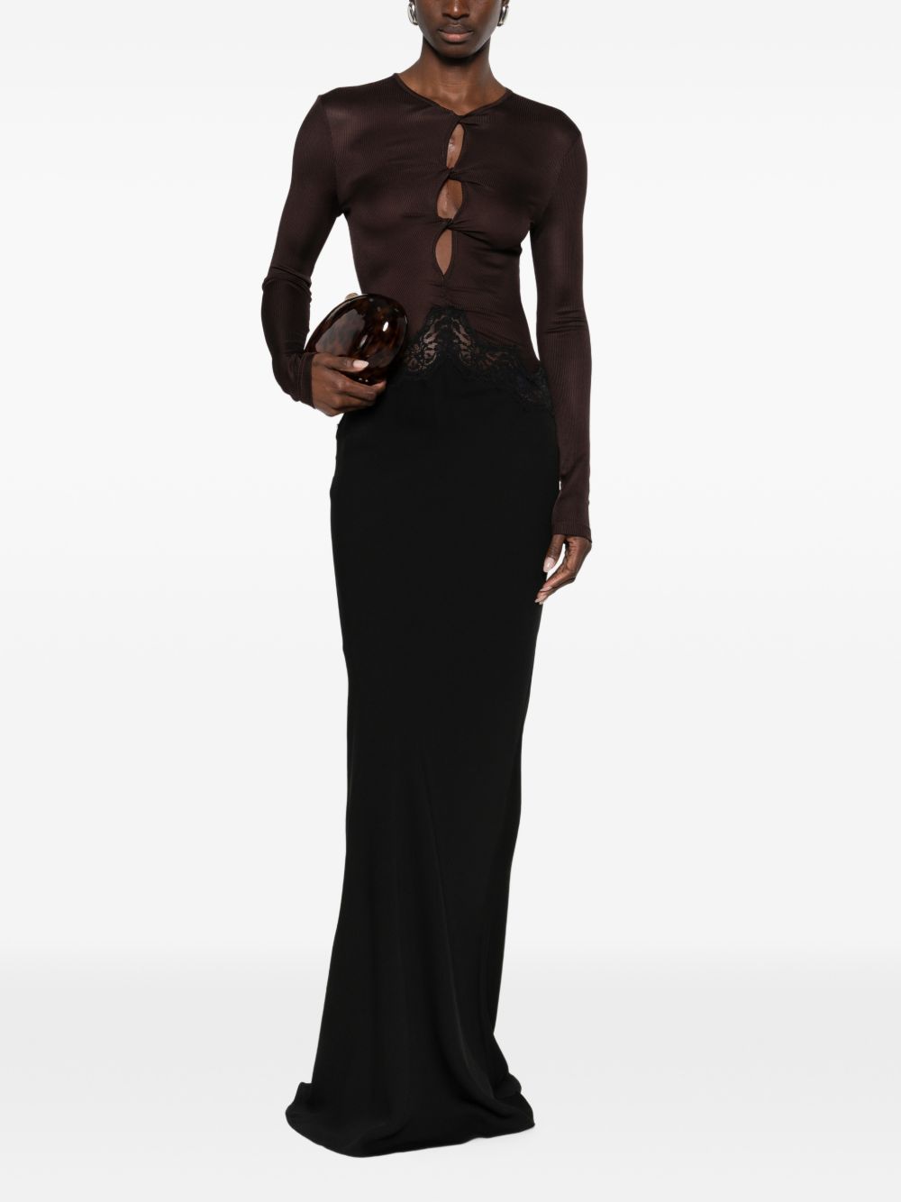 Abito da sera con dettagli in pizzo in nero Christopher esber - donna 