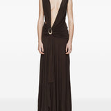 Abito lungo con drappeggio e spilla in marrone Christopher esber - donna 