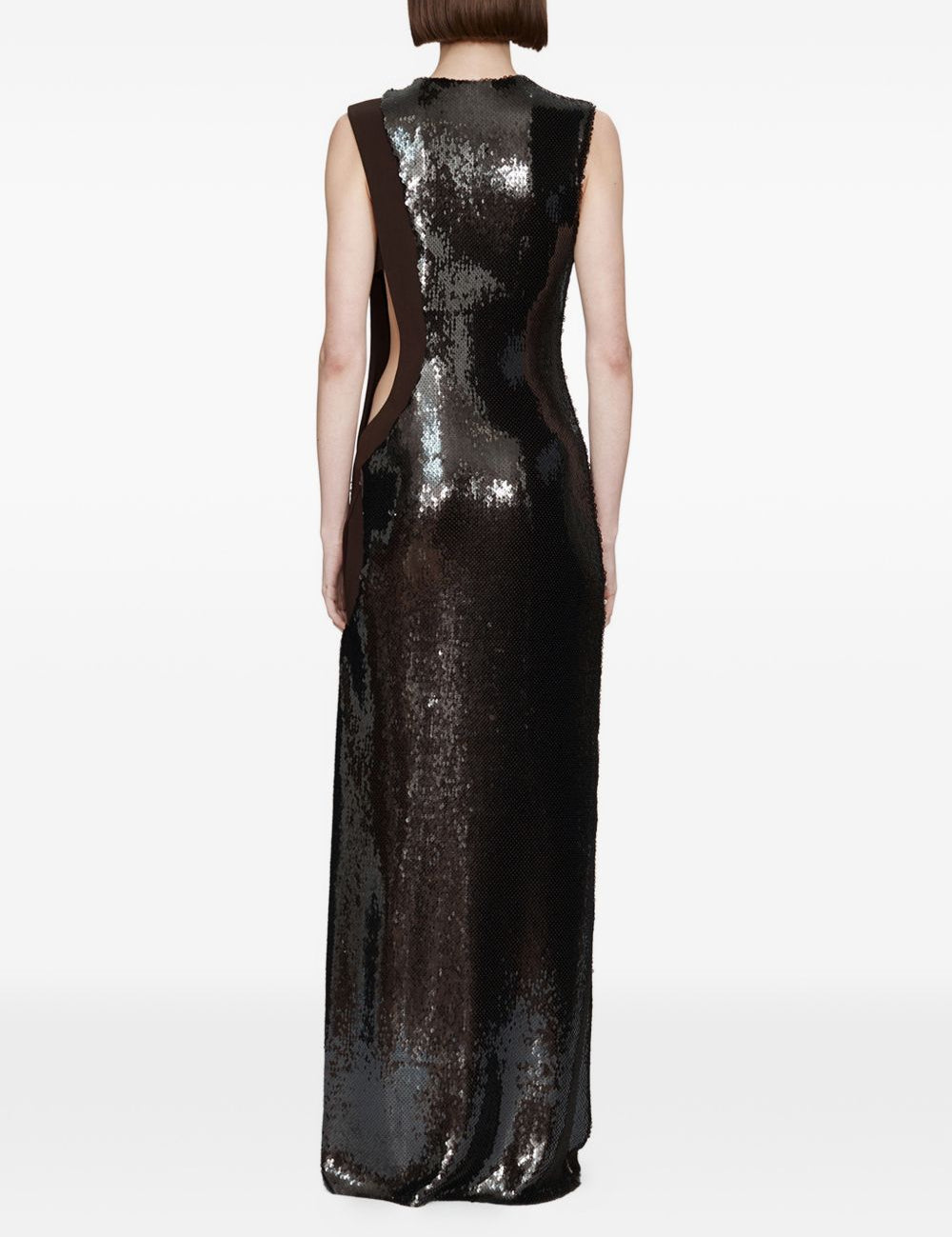 Abito lungo con paillettes opaline in marrone Christopher esber - donna 