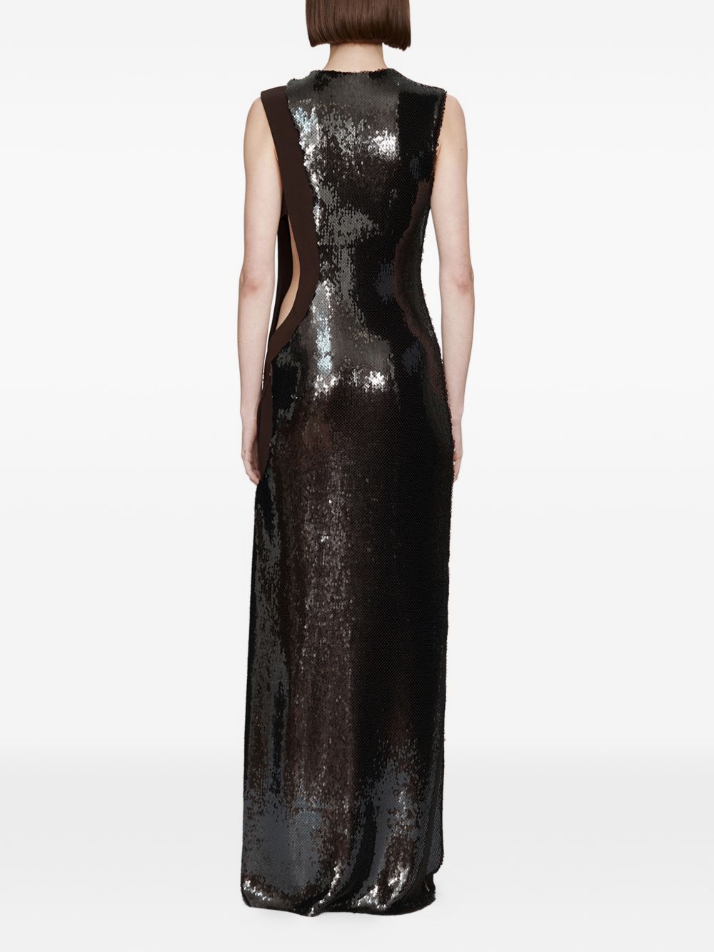 Abito lungo con paillettes opaline in marrone Christopher esber - donna 
