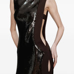 Abito lungo con paillettes opaline in marrone Christopher esber - donna 