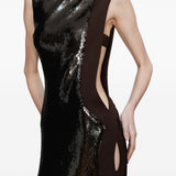 Abito lungo con paillettes opaline in marrone Christopher esber - donna 