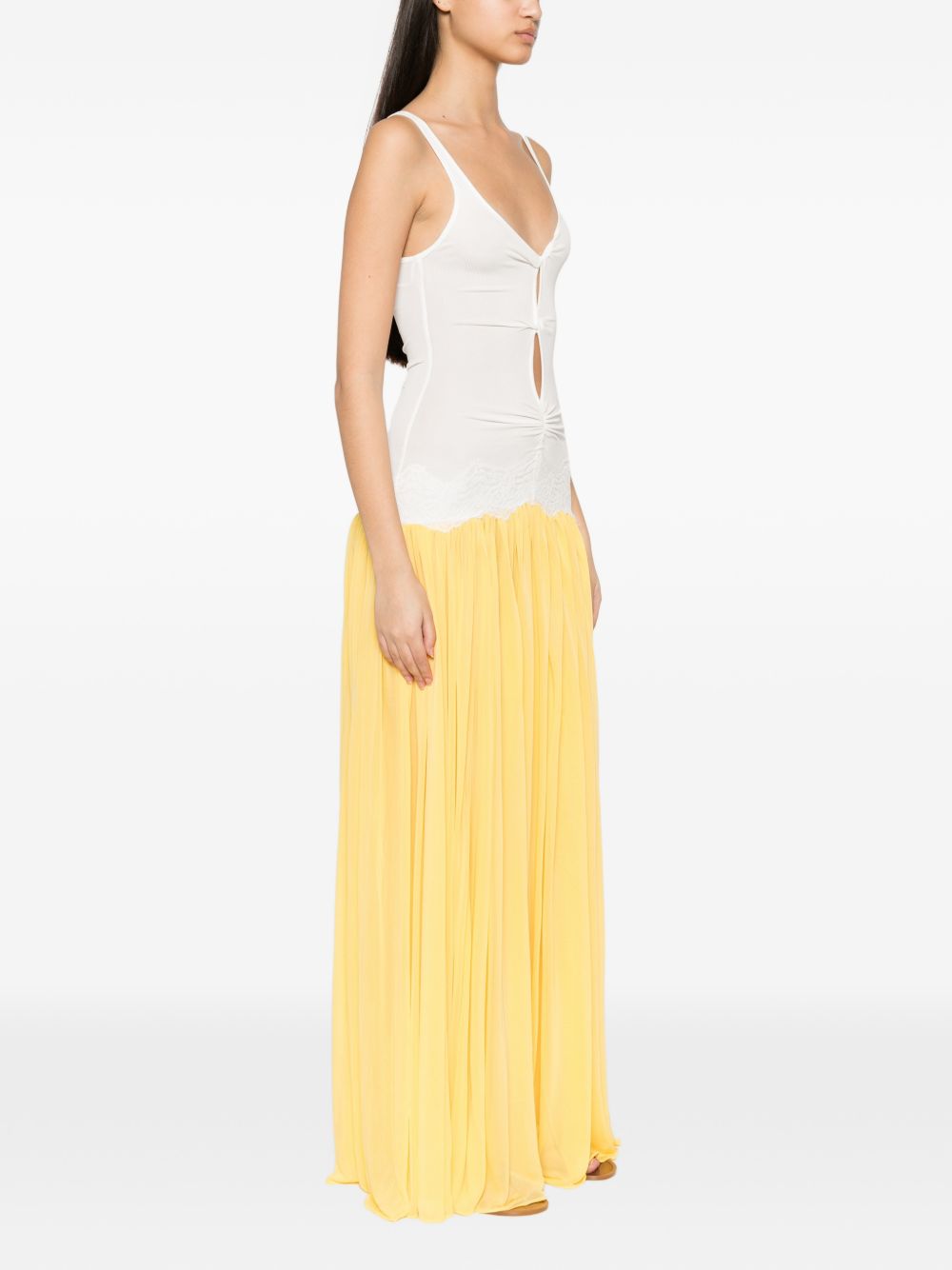 Abito lungo Verner con finiture in pizzo in bianco e giallo Christopher esber - donna 