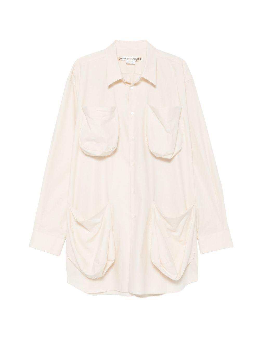Camicia lunga in cotone a quattro tasche in avorio Comme des garcons - donna 