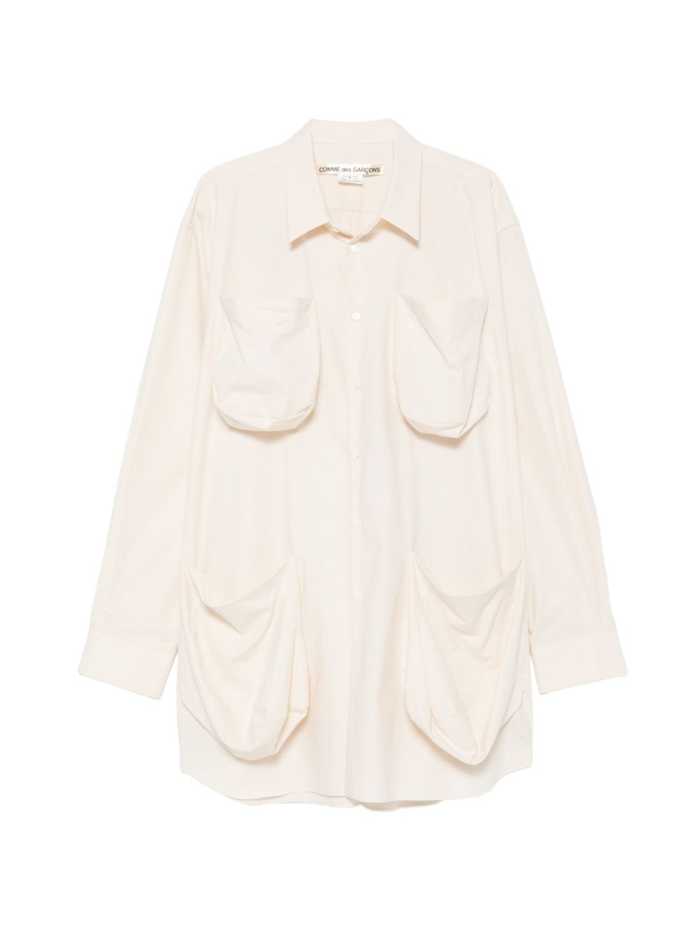 Camicia lunga in cotone a quattro tasche in avorio Comme des garcons - donna 