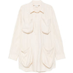 Camicia lunga in cotone a quattro tasche in avorio Comme des garcons - donna 