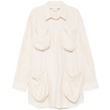 Camicia lunga in cotone a quattro tasche in avorio Comme des garcons - donna 