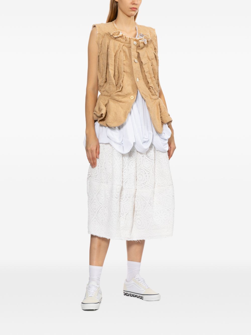 Gonna midi in pizzo floreale in bianco Comme des garcons - donna 