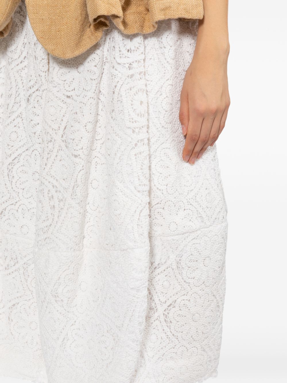 Gonna midi in pizzo floreale in bianco Comme des garcons - donna 