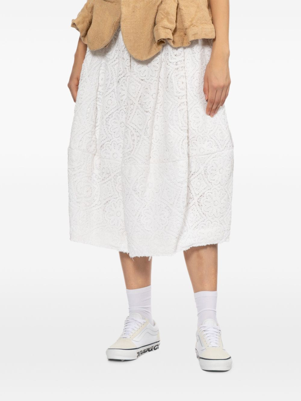 Gonna midi in pizzo floreale in bianco Comme des garcons - donna 