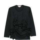 T-shirt con balze in nero Comme des garcons - donna 