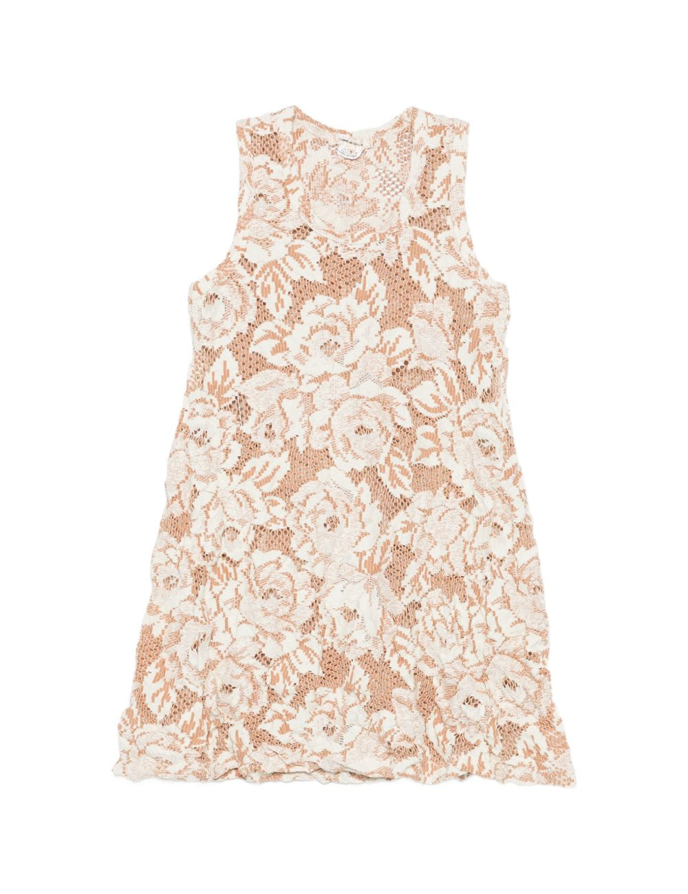 Top senza maniche con motivo floreale e pizzo in beige Comme des garcons - donna 