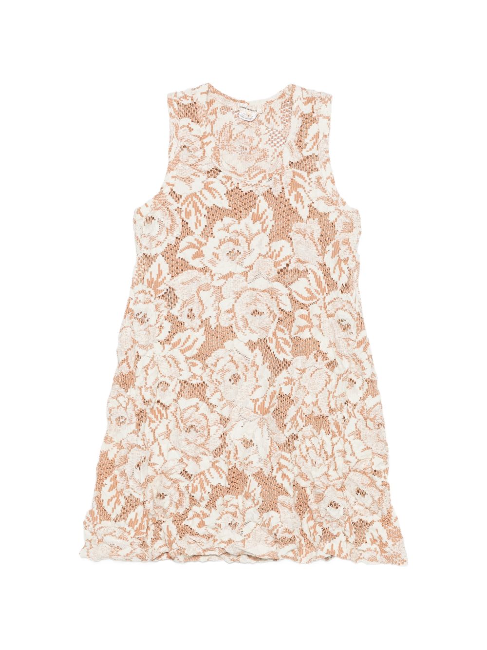 Top senza maniche con motivo floreale e pizzo in beige Comme des garcons - donna 