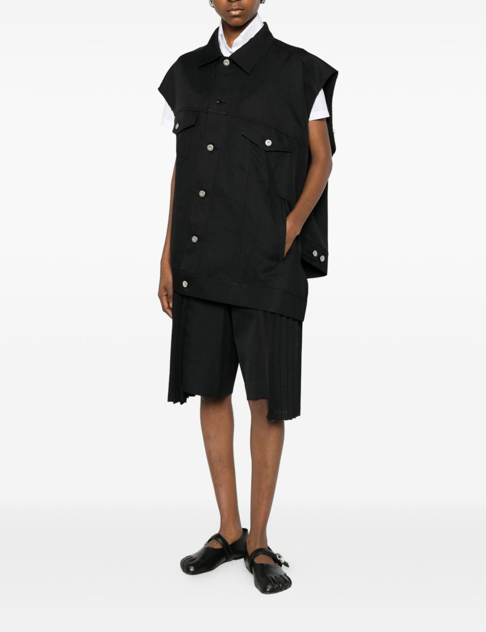 Giacca smanicata asimmetrica in nero Bless - donna 