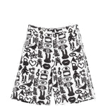 Shorts con stampa Fantasia in nero e bianco Comme des garcons black - unisex 