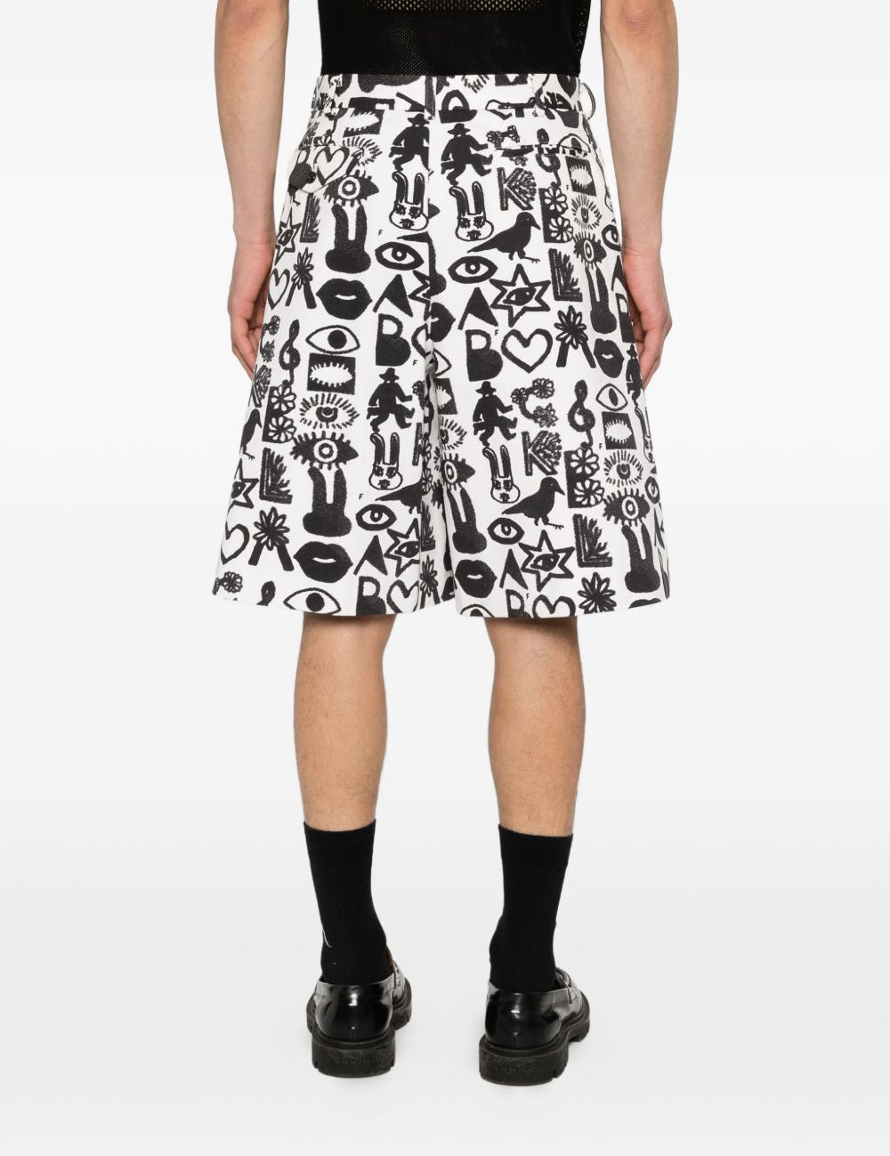 Shorts con stampa Fantasia in nero e bianco Comme des garcons black - unisex 