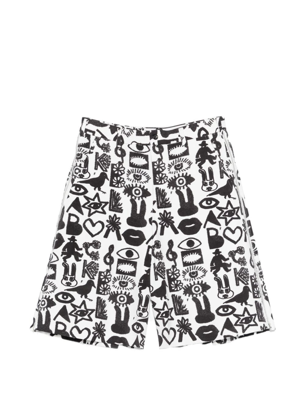 Shorts con stampa Fantasia in nero e bianco Comme des garcons black - unisex 