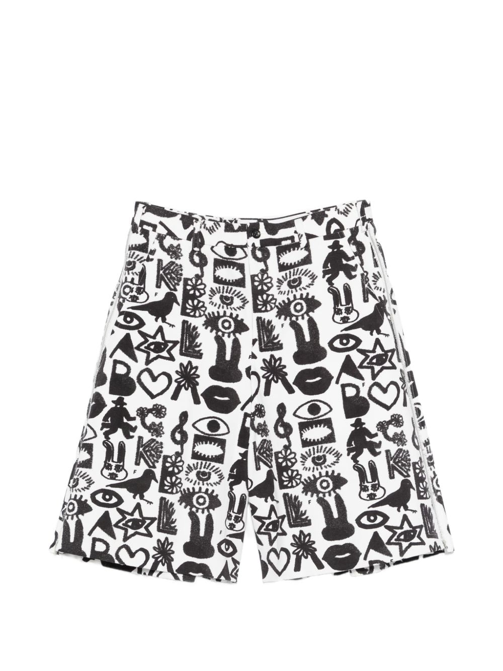 Shorts con stampa Fantasia in nero e bianco Comme des garcons black - unisex 