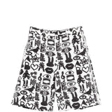 Shorts con stampa Fantasia in nero e bianco Comme des garcons black - unisex 