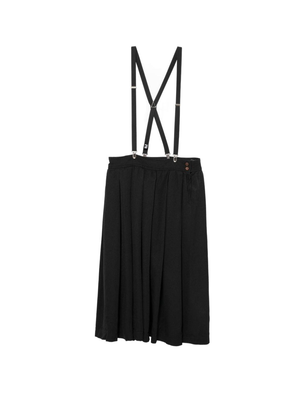 Gonna midi a pieghe con bretelle in nero COMME DES GARCONS BLACK - donna 