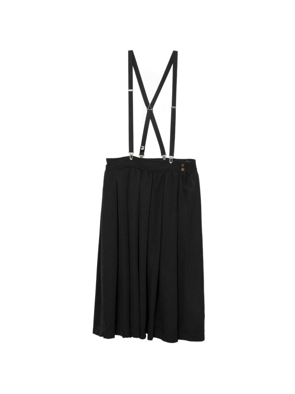 Gonna midi a pieghe con bretelle in nero COMME DES GARCONS BLACK - donna 