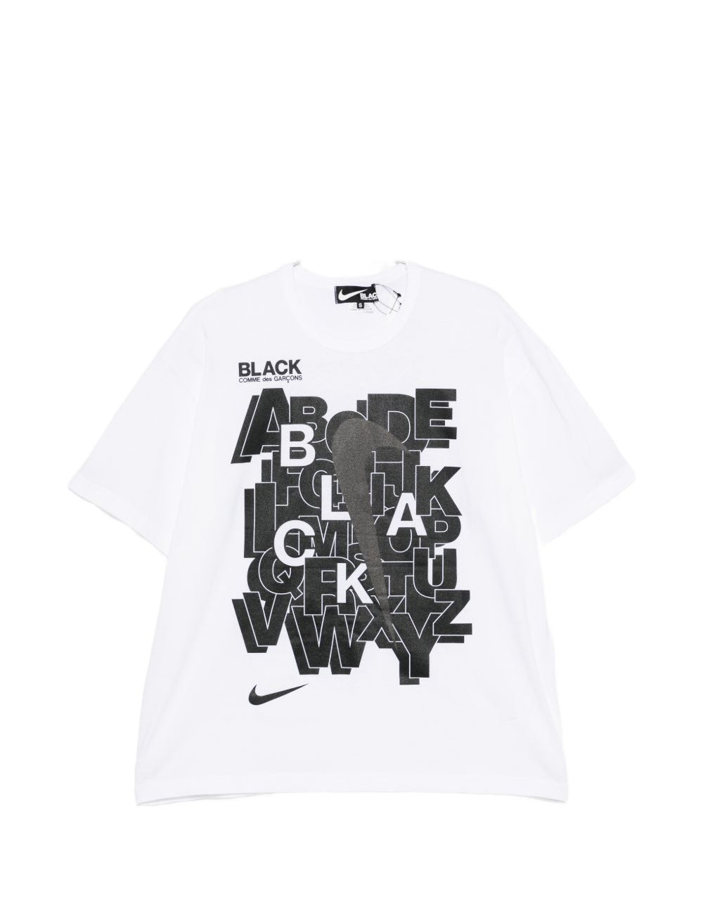 T-shirt con stampa in bianco e nero  Comme Des Garçons Black  x Nike - unisex 