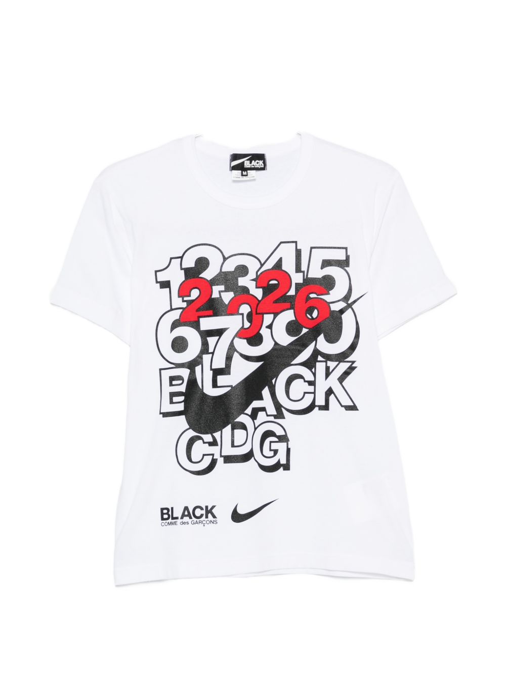 T-shirt con stampa in bianco e nero  Comme Des Garçons Black  x Nike - unisex 