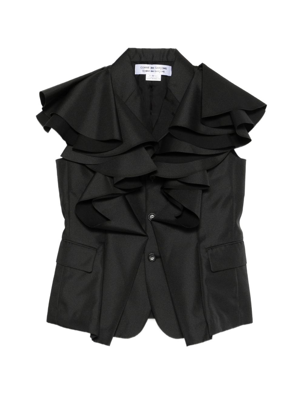 Giacca smanicata con ruches in nero Comme Des Garçons - donna 