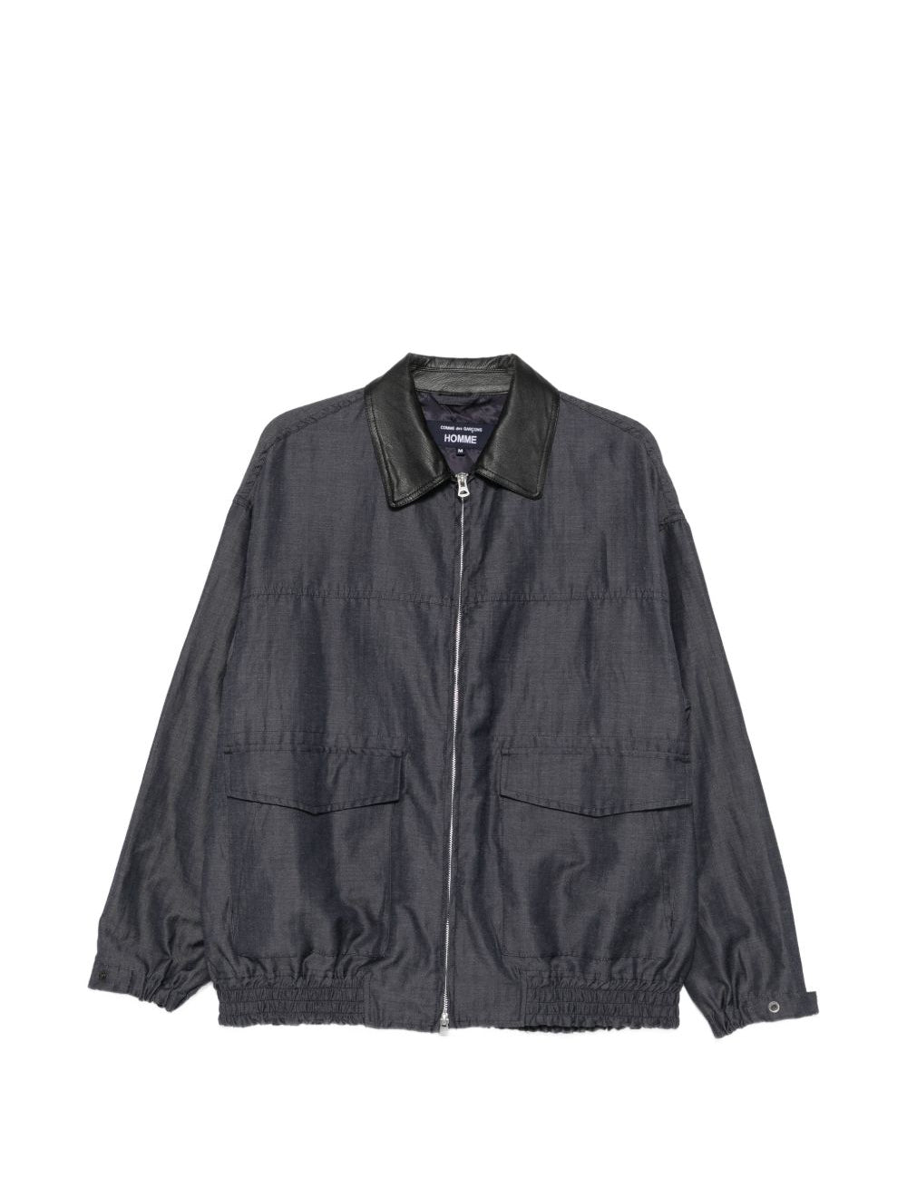Giacca con zip e colletto in pelle in blu 