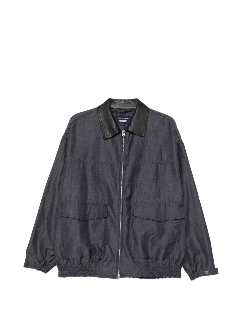Giacca con zip e colletto in pelle in blu 