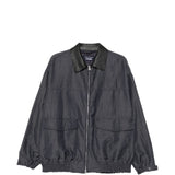 Giacca con zip e colletto in pelle in blu 