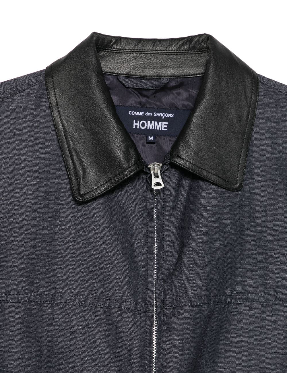Giacca con zip e colletto in pelle in blu 
