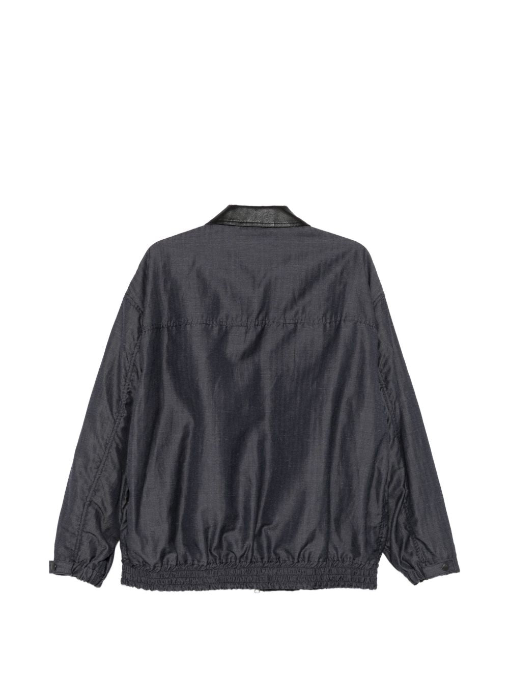 Giacca con zip e colletto in pelle in blu 