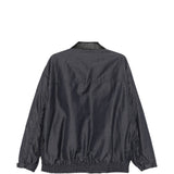 Giacca con zip e colletto in pelle in blu 