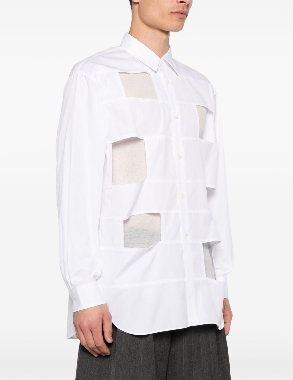 Camicia con cut-out in bianco Comme des Garçons Homme Plus - uomo 