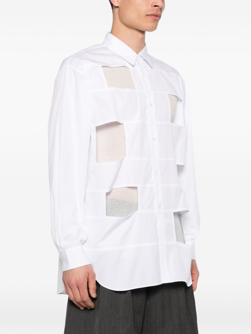 Camicia con cut-out in bianco Comme des Garçons Homme Plus - uomo 