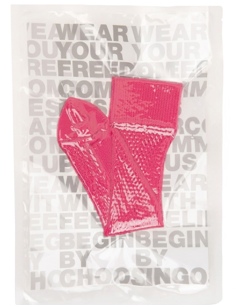 Calzini con dettaglio a coste in rosa <BR/> 