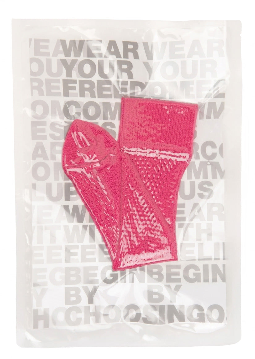Calzini con dettaglio a coste in rosa <BR/> 