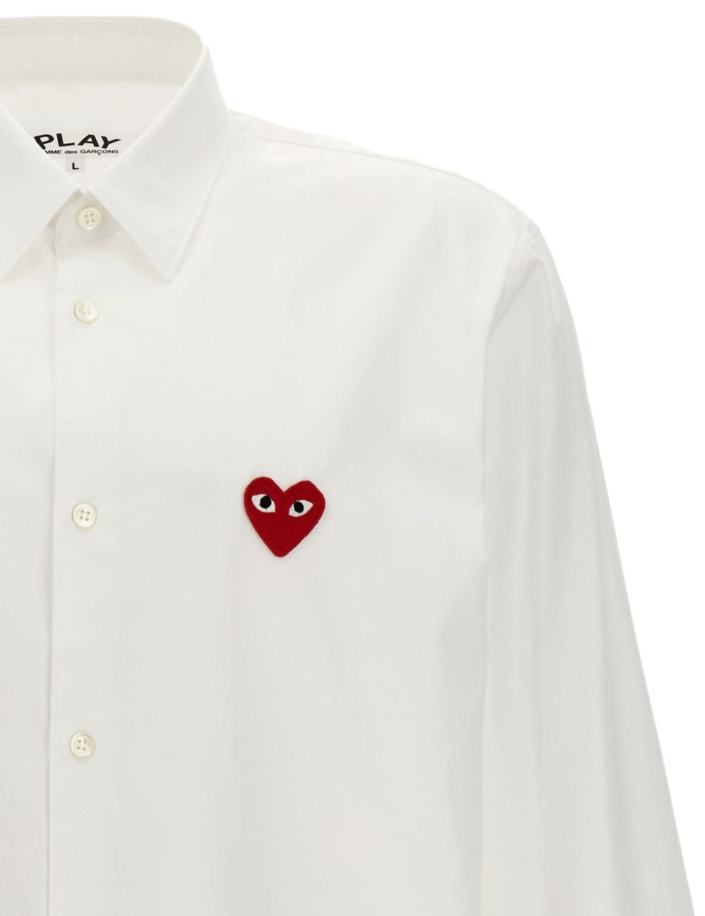 Camicia a maniche lunghe con ricamo in bianco Comme des garcons play - uomo 