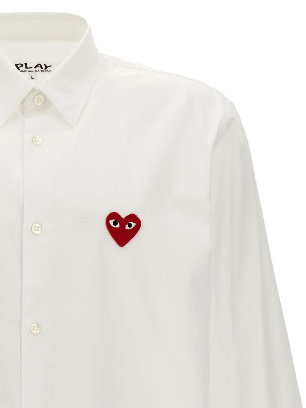 Camicia a maniche lunghe con ricamo in bianco Comme des garcons play - uomo 