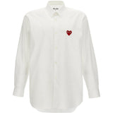 Camicia a maniche lunghe con ricamo in bianco Comme des garcons play - uomo 