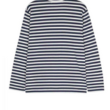 T-shirt a righe con ricamo in bianco e blu 