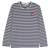 T-shirt a righe con ricamo in bianco e blu 