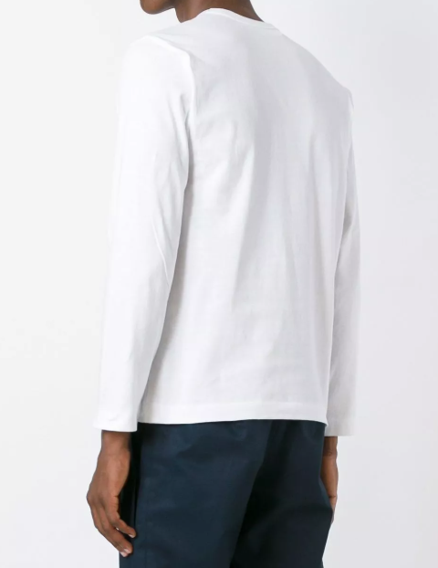 T-shirt a maniche lunghe con ricamo in bianco 