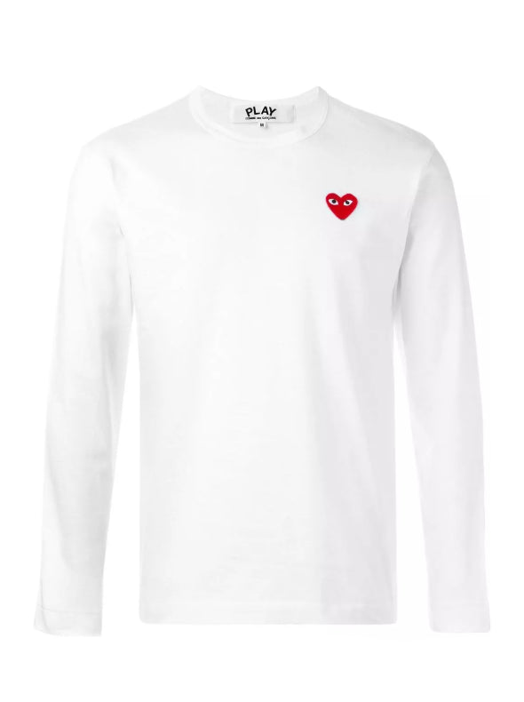 T-shirt a maniche lunghe con ricamo in bianco 
