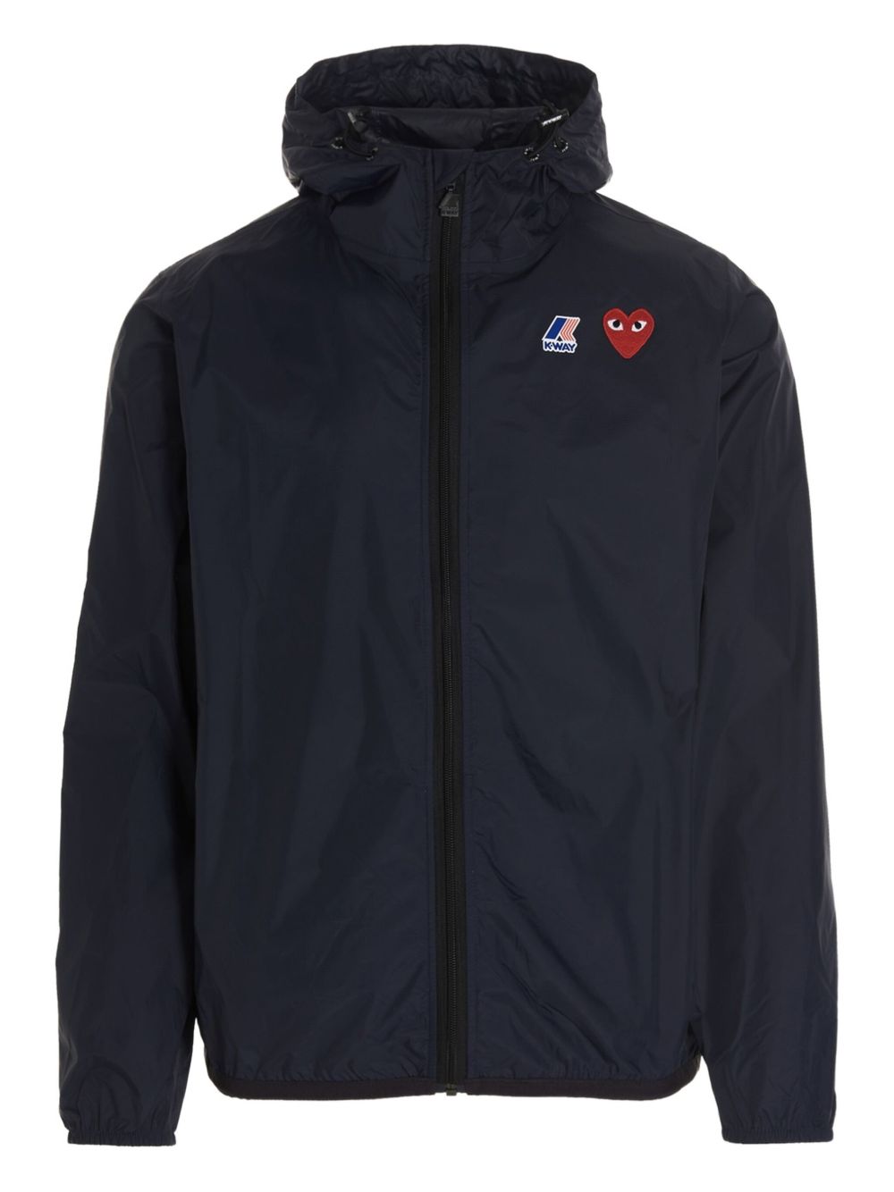 Impermeabile con cappuccio e logo in blu Comme des garcons play x k-way - unisex 