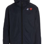Impermeabile con cappuccio e logo in blu Comme des garcons play x k-way - unisex 