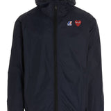Impermeabile con cappuccio e logo in blu Comme des garcons play x k-way - unisex 