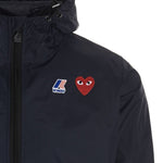 Impermeabile con cappuccio e logo in blu Comme des garcons play x k-way - unisex 